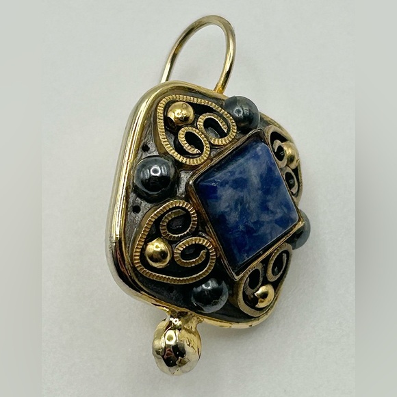 Michal Golan Blue Sodalite Gold Tone Pierced Earrings - Picture 5 of 8